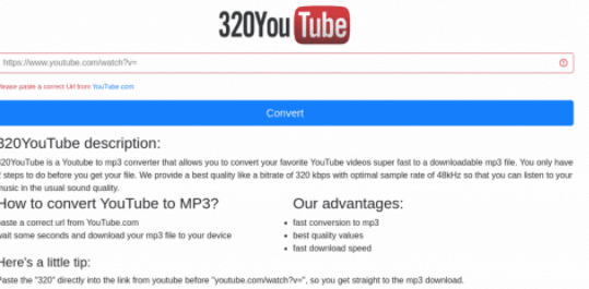 320Youtube YouTube video to MP3 converter